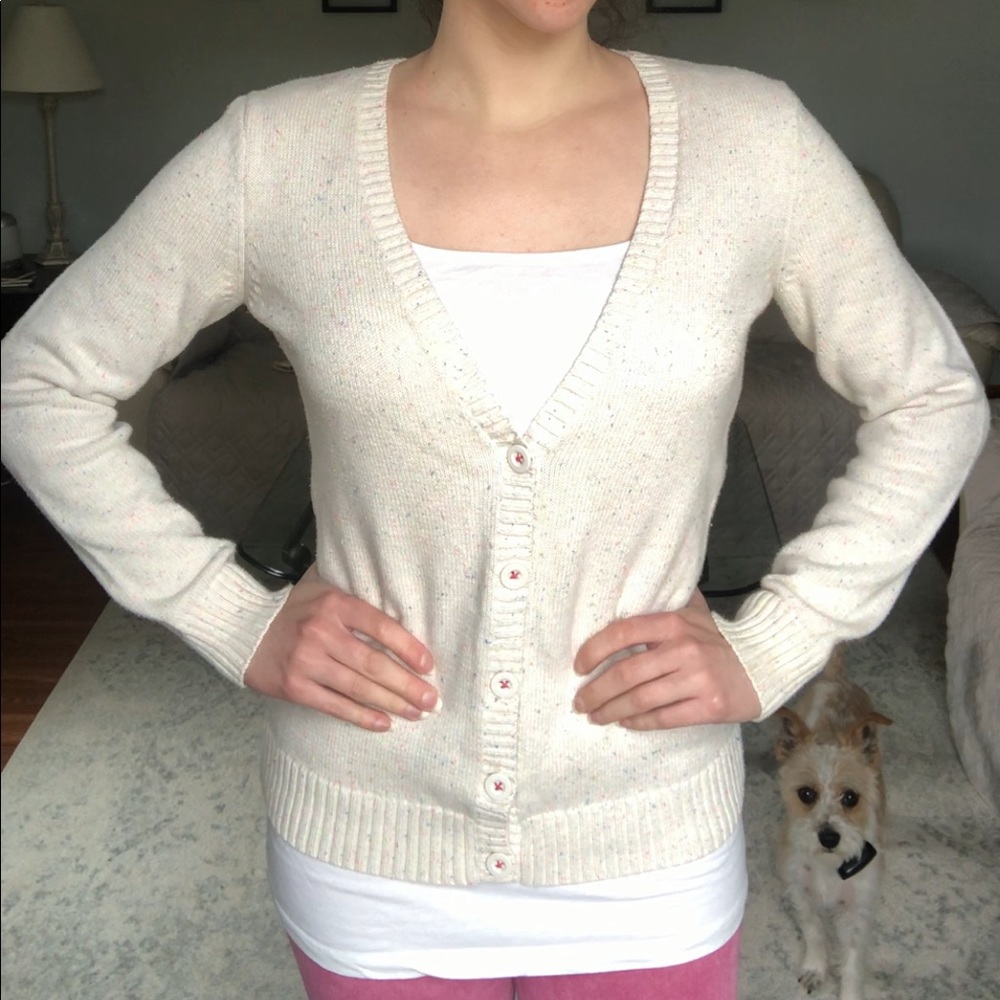 Cream with Neon Thread Stitching Cardigan